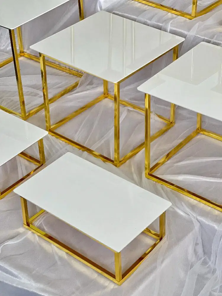 12-20 PCS Luxury Gold Frame Wh - Display Risers Set 评论和价格
