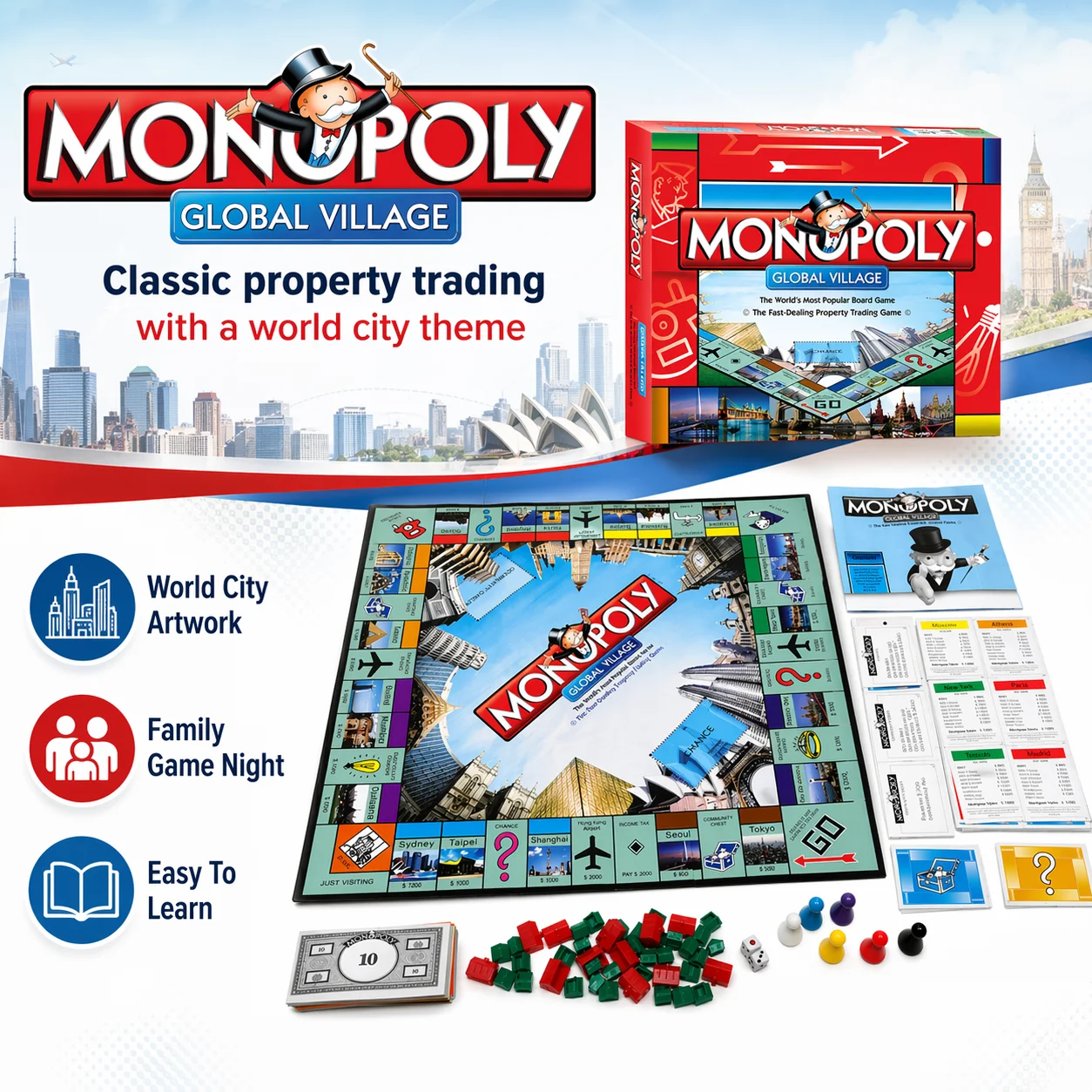 Premium MONOPOLY GLOBAL VILLAG - Hasbro Game Monopoly 评论和价格